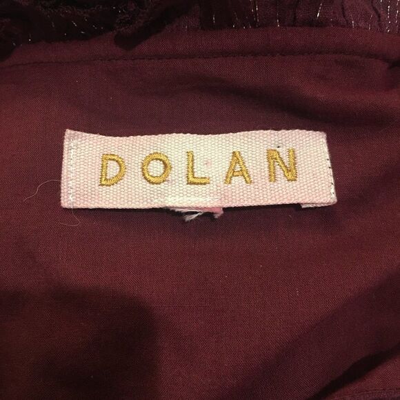 DOLAN Anthropologie Amber Burgundy Metallic Thread Wrap Embroidered Dress Medium - Picture 7 of 9